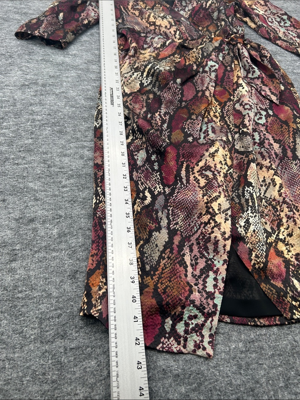 Rebecca Taylor Burgundy Rust Snake-Print Wrap Midi Dress Size 2 - Picture 8 of 15